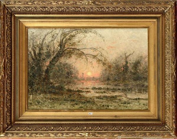 Coucher De Soleil Sur L'etang Oil Painting by Per Ekstroem