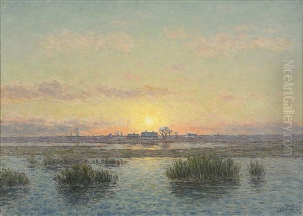 Solnedgang Oil Painting by Per Ekstroem