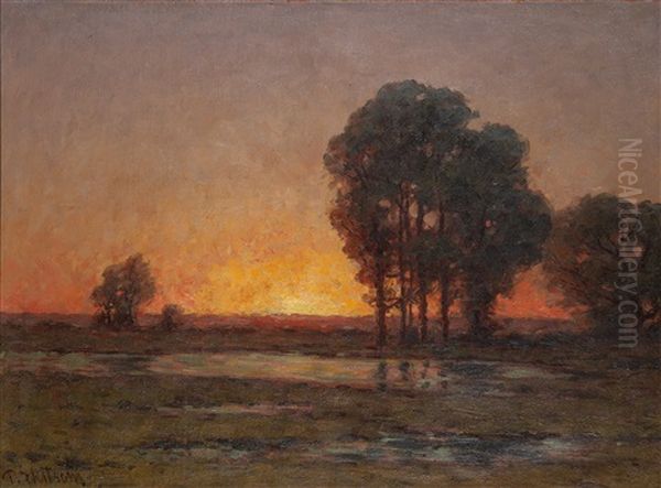 Solnedgang Over Oland Oil Painting by Per Ekstroem