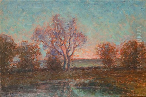 Olandsk Solnedgang Oil Painting by Per Ekstroem