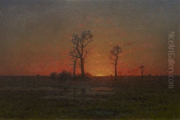 Solnedgang Over Oland Oil Painting by Per Ekstroem