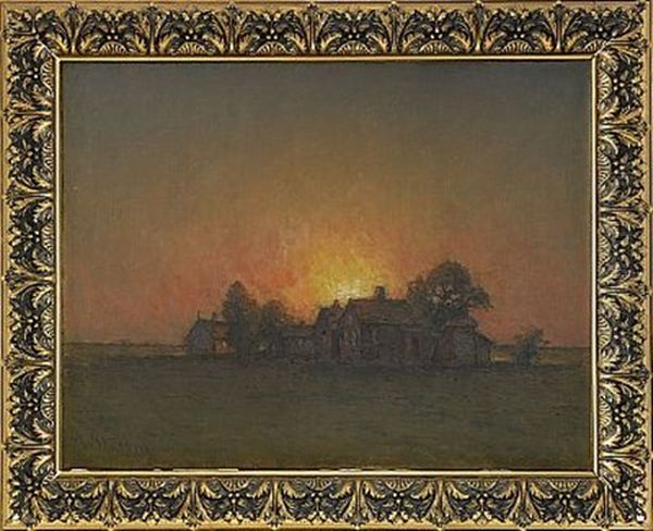 Solnedgang Over Segerstad - Oland Oil Painting by Per Ekstroem