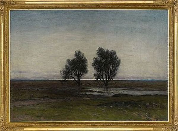 Afton Vid Alvaret, Oland Oil Painting by Per Ekstroem