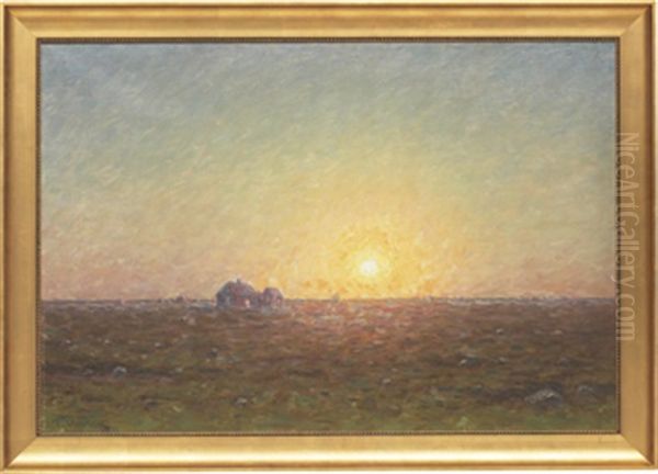 Olandsk Gard I Solnedgang Oil Painting by Per Ekstroem