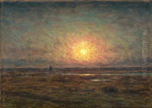 Solnedgang Oil Painting by Per Ekstroem