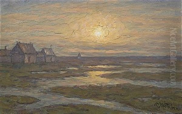 Solnedgang Over Oland Oil Painting by Per Ekstroem