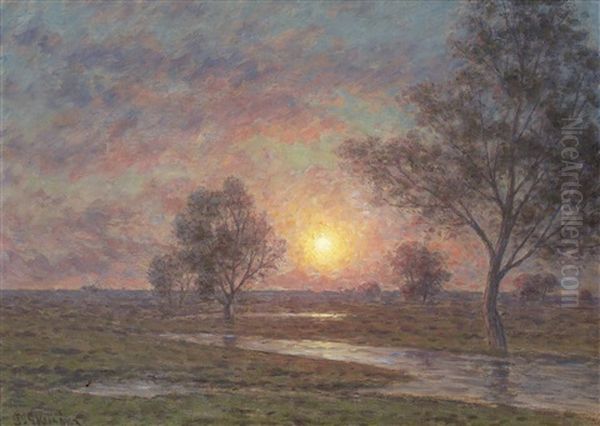 Solnedgang Oil Painting by Per Ekstroem