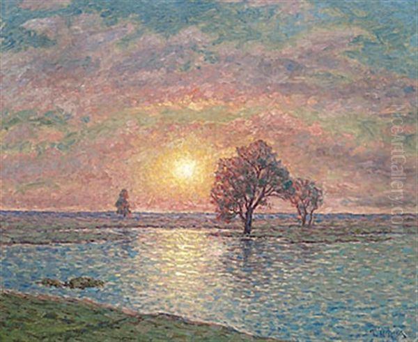 Solnedgang Oil Painting by Per Ekstroem