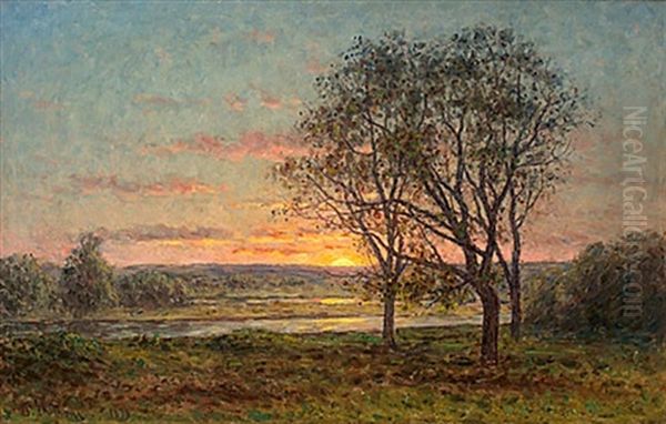 Solnedgang Oland Oil Painting by Per Ekstroem