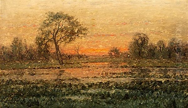 Solnedgang Oil Painting by Per Ekstroem