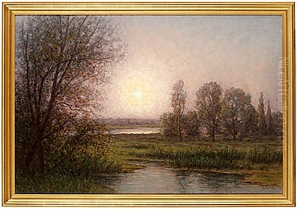 Solnedgang Oil Painting by Per Ekstroem