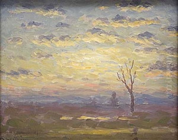 Solnedgang Oil Painting by Per Ekstroem