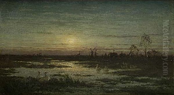 Manskenslandskap Oil Painting by Per Ekstroem