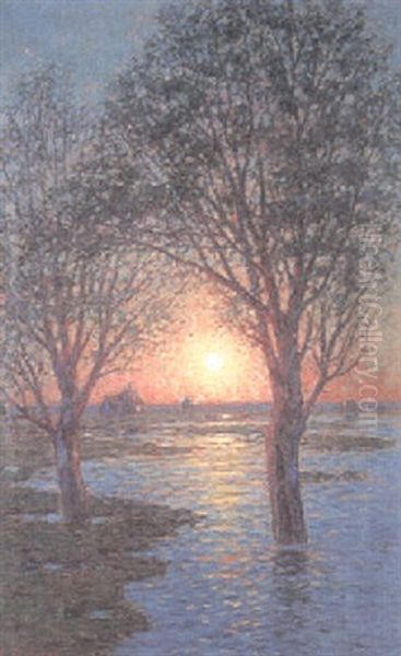 Solnedgang Oil Painting by Per Ekstroem