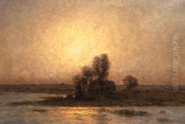 Solnedgang Over Olandsk Gard Oil Painting by Per Ekstroem