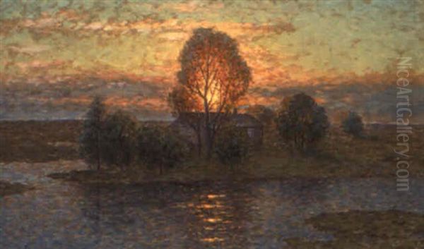 Solnedgang, Oland Oil Painting by Per Ekstroem