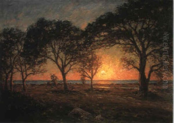 Sunset Oil Painting by Per Ekstroem