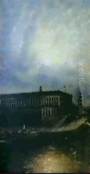 Stockholms Slott I Kvallbelysning Oil Painting by Per Ekstroem