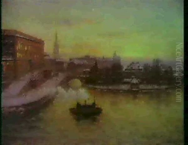 Stockholms Strom, Vinterafton Oil Painting by Per Ekstroem