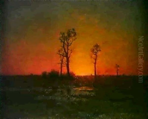 Solnedgang Over Oland Oil Painting by Per Ekstroem