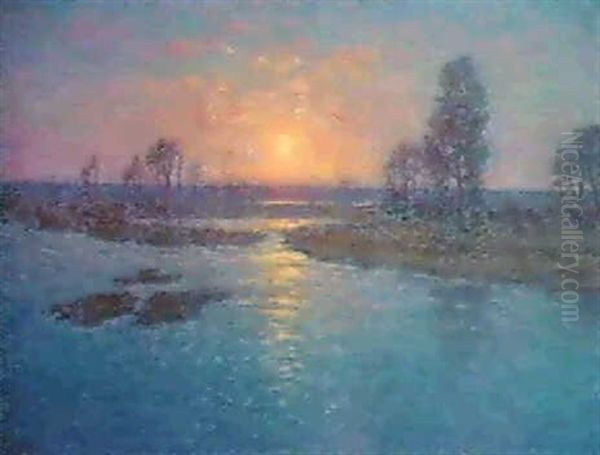 Solnedgang Oil Painting by Per Ekstroem