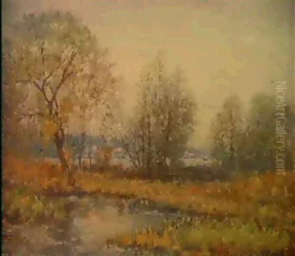 Insjolandskap Oil Painting by Per Ekstroem