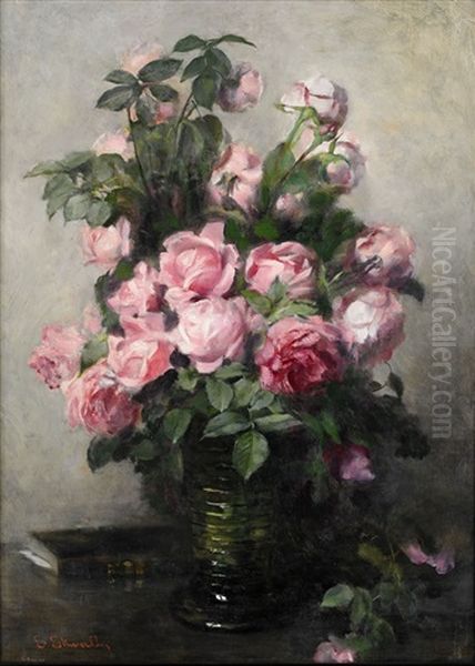 Stilleben Med Rosor Oil Painting by Emma Ekwall