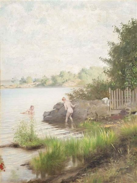 Bathing Beauties Oil Painting by Knut Ekwall