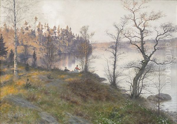 Insjolandskap Oil Painting by Knut Ekwall