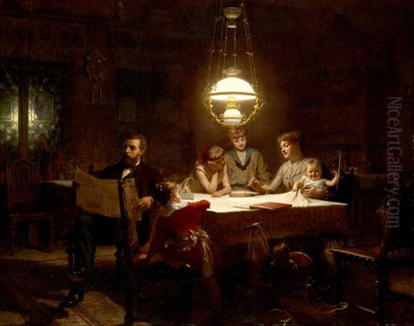 Familjelycka Oil Painting by Knut Ekwall