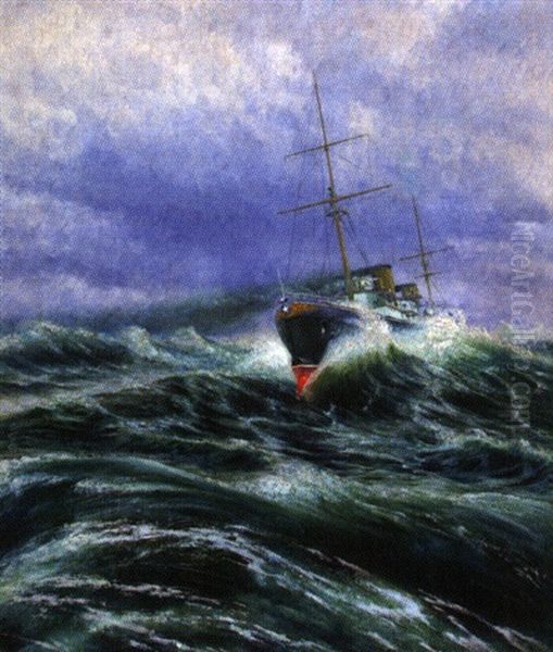 Marine Scene Oil Painting by Knut Ekwall