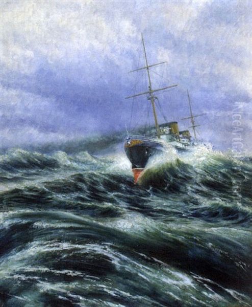 Marine Scene Oil Painting by Knut Ekwall