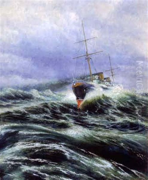 Marine Scene Oil Painting by Knut Ekwall