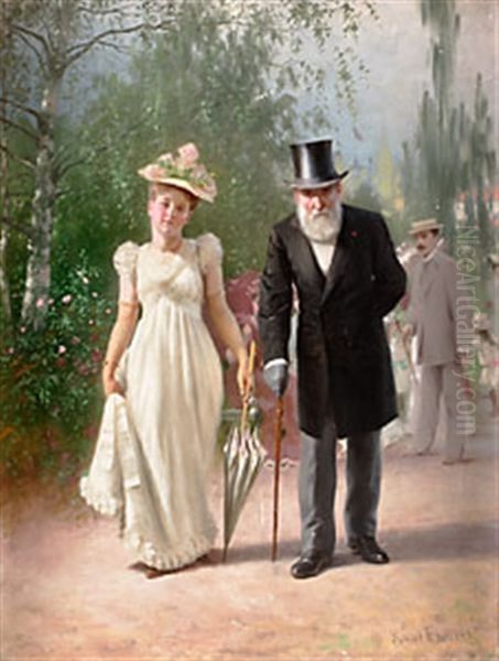 Pa Promenad Oil Painting by Knut Ekwall