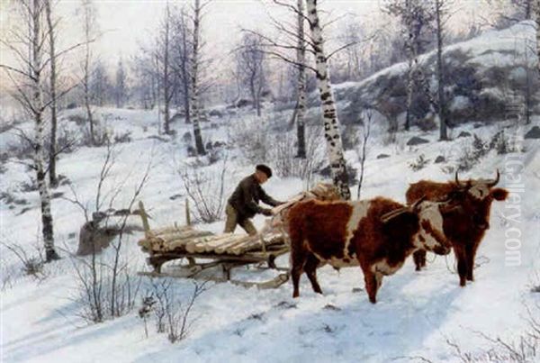 Veden Hamtas Oil Painting by Knut Ekwall