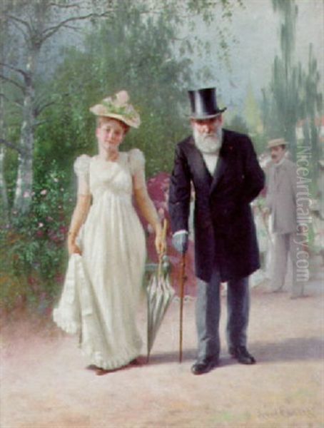 Pa Promenad Oil Painting by Knut Ekwall