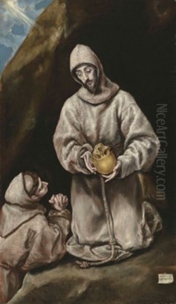 Saint Francis And Brother Leo In Meditation Oil Painting by  El Greco