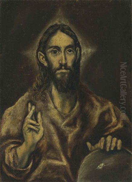 Christ In Benediction Oil Painting by  El Greco