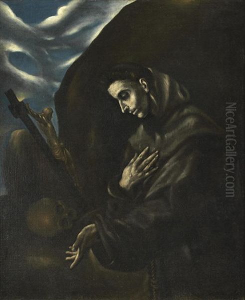 Saint Francis In Prayer by  El Greco