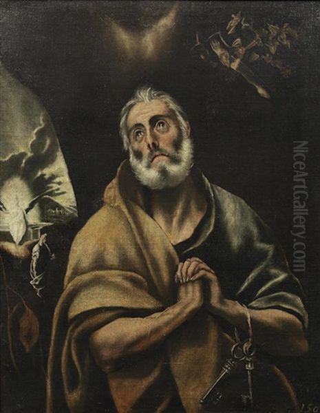 The Tears Of Saint Peter Oil Painting by  El Greco