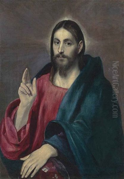 Salvator Mundi (collab. W/studio) Oil Painting by  El Greco