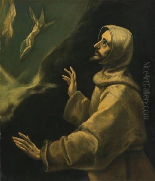 Saint Francis Of Assisi Receiving The Stigmata Oil Painting by  El Greco