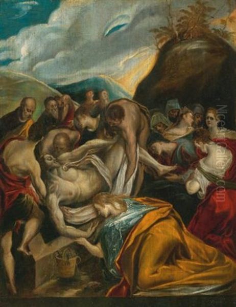 The Entombment Of Christ Oil Painting by  El Greco