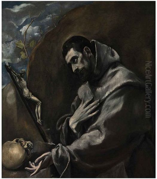 Saint Francis Of Assisi In Meditation Oil Painting by  El Greco