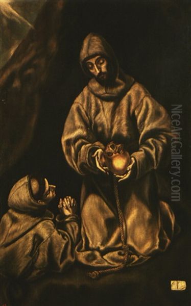 San Fransisco Y El Hermano Leon En Meditacion by  El Greco