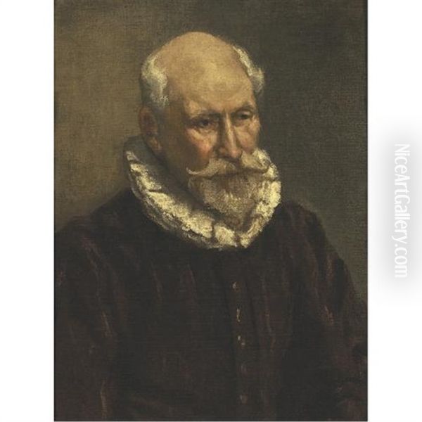 Portrait Of An Old Man, Bust Length, Wearing A Ruff Collar Oil Painting by  El Greco