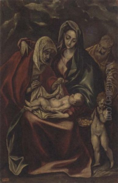 The Holy Family With Saint Anne And The Infant Saint John The Baptist Oil Painting by  El Greco