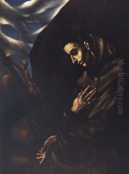 Saint Francis Standing In Meditation Oil Painting by  El Greco