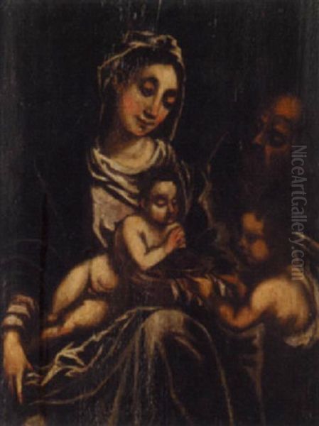 Die Heilige Familie Mit Dem Johannesknaben Oil Painting by  El Greco