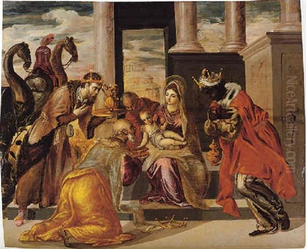 The Adoration Of The Magi Oil Painting by  El Greco